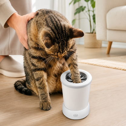 Limpiador y masajeador de patas eléctrico: Pasea sin miedo al clima, patas limpias, hogar protegido.